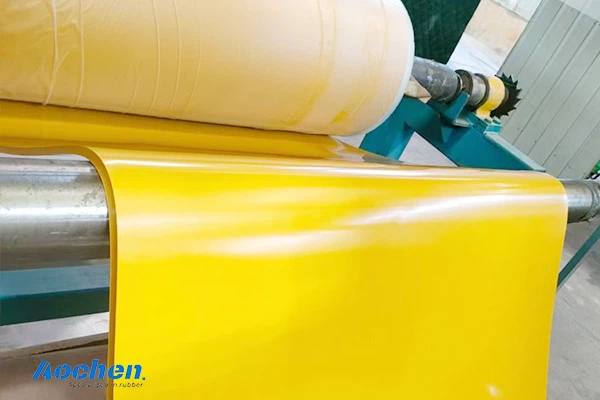 The factory produces industrial rubber sheets in a variety of colors The factory produces industrial rubber sheets in a variety of colors