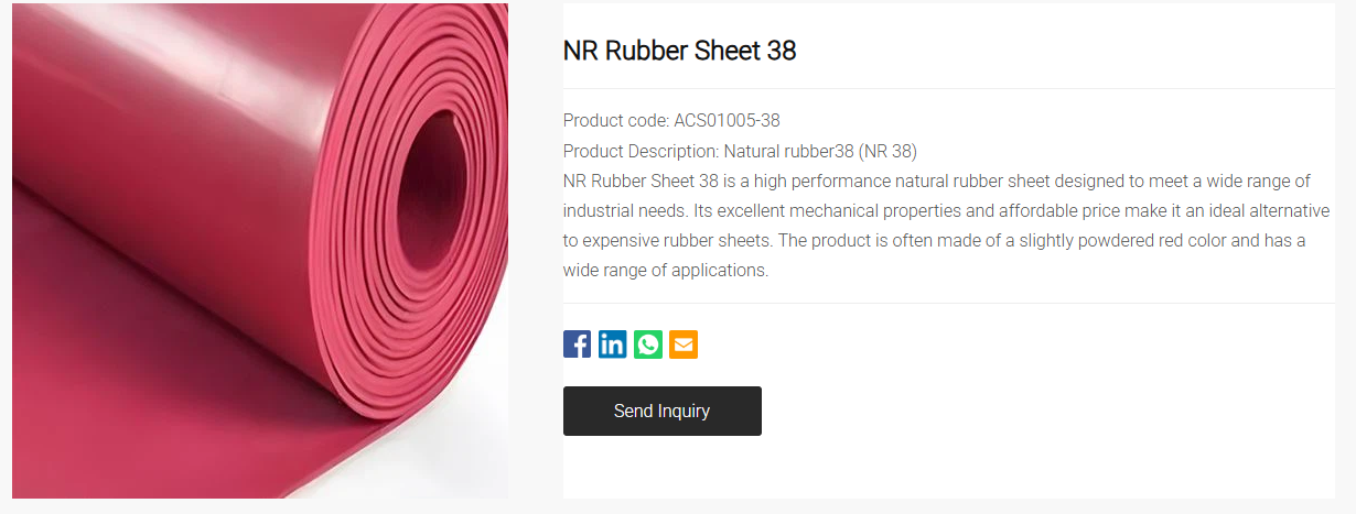 NR Rubber Sheet 38 NR Rubber Sheet 38